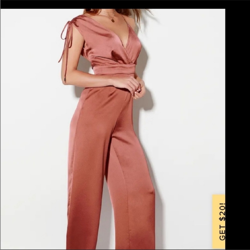 Lulus LOOK OF LUXE RUSTY ROSE SATIN jumpsuit - Picture 3 of 9